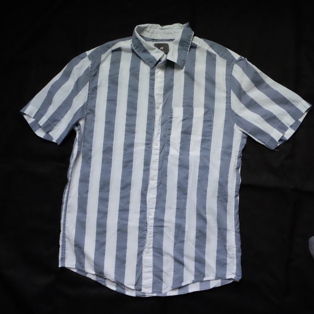 H&M Kids Blue and White Striped Button Down Shirt